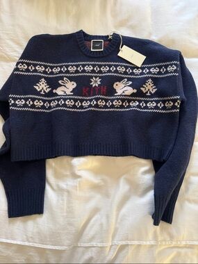 Kith Freja Cropped Bunny Sweater - Ink NWT